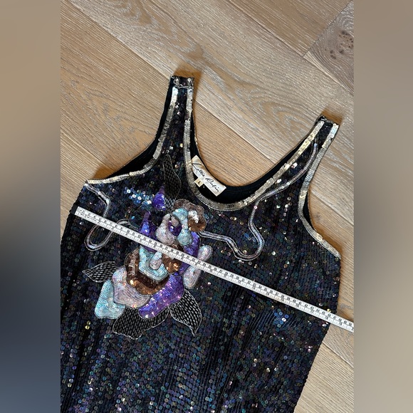 Vintage Gatsby Fringed Roaring 20s Sequin Dress | BLACK | Lillie Rubin | L | EVC - Picture 7 of 13